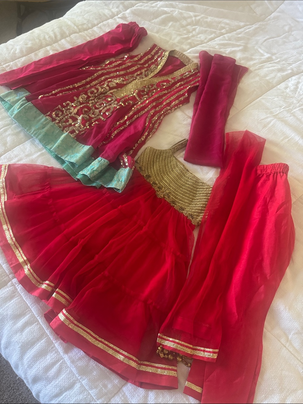 2 Little girls indian outfits bollywood pant set sequins embroidered
